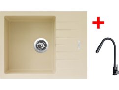 Sinks PERFECTO 650 Sahara + ELASTA S čierná matná