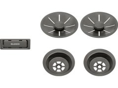 Komponenty Blanco InFino pro dvě vaničky, Satin dark steel