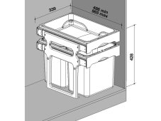 Odpadkový koš Sinks Tank 40 2x16l nákres