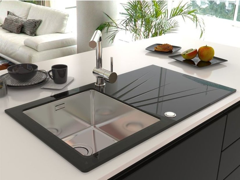 Sklenený drez Alveus Karat UP 10 ľavý čierny