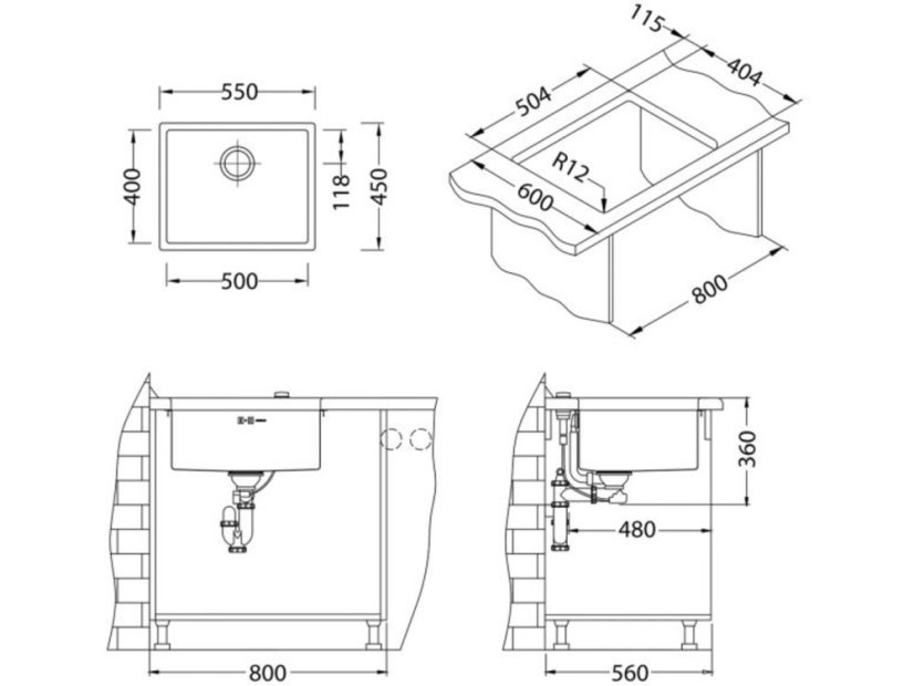 Nerezový drez Alveus Quadrix 50
