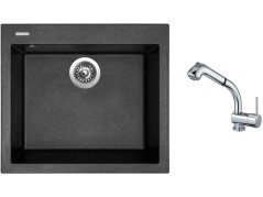 Set Sinks CUBE 560 Metalblack + baterie Sinks MIX 3 S Chrom