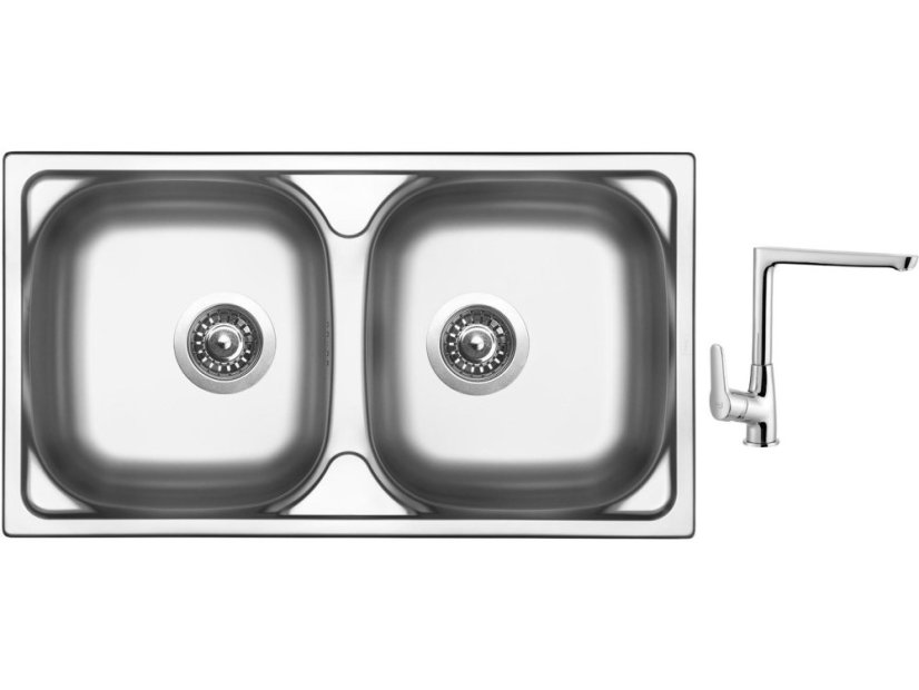 Set Sinks OKIO 780 DUO V leštený + batéria Sinks batéria CASPIRA