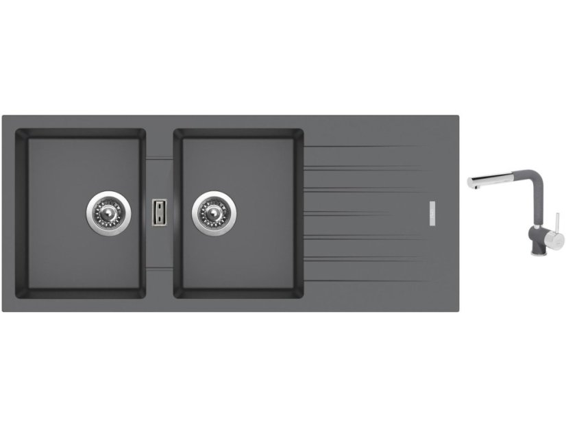 Set Sinks PERFECTO 1160 DUO Titanium + baterie Sinks MIX 3 P Titanium
