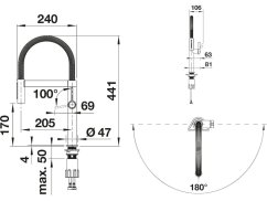 Dřezová baterie Blanco CULINA-S Mini II PVD satin dark steel - 2