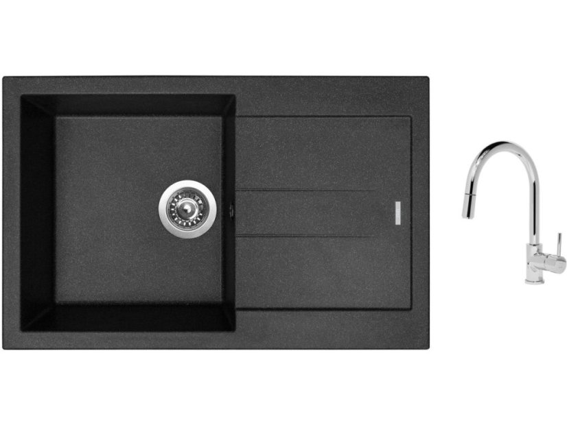 Set Sinks AMANDA 780 Granblack + batéria Sinks MIX 35 P chróm