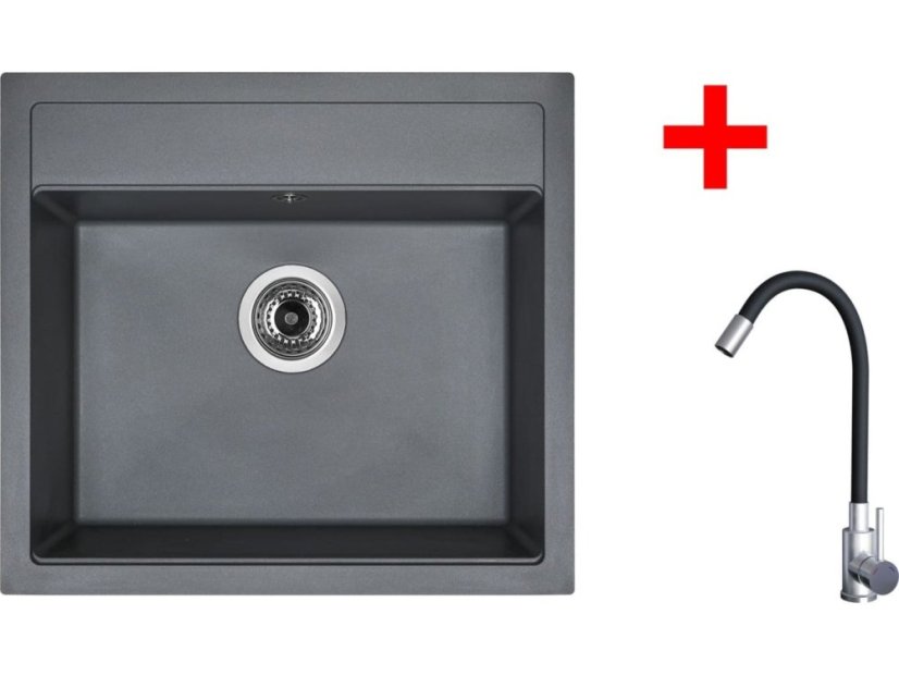 Sinks SOLO 560 Titanium + Elasta nerez/čierná