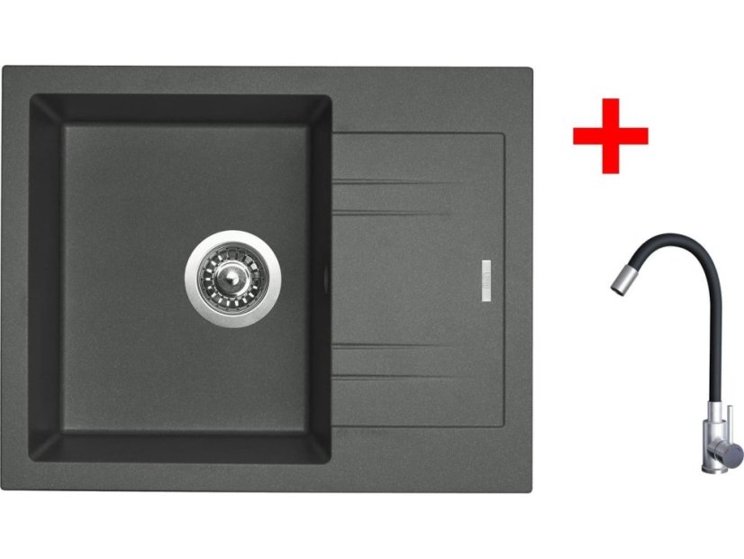 Sinks LINEA 600 Titanium + Elasta nerez/čierná