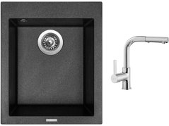Set Sinks CUBE 410 Metalblack + baterie Sinks ENIGMA S chrom