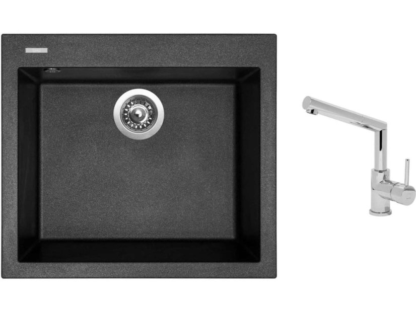 Set Sinks CUBE 560 Metalblack + batéria Sinks MIX 350 P chróm