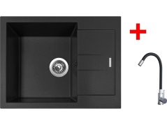 Sinks AMANDA 650 Pureblack + Elasta nerez/čierná