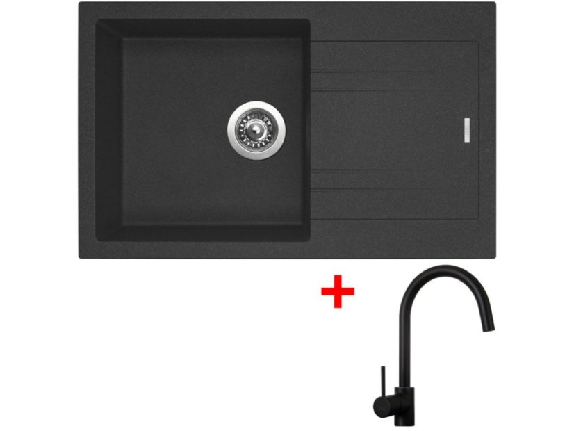 Set Sinks Linea 780 Granblack + Vitalia černá matná
