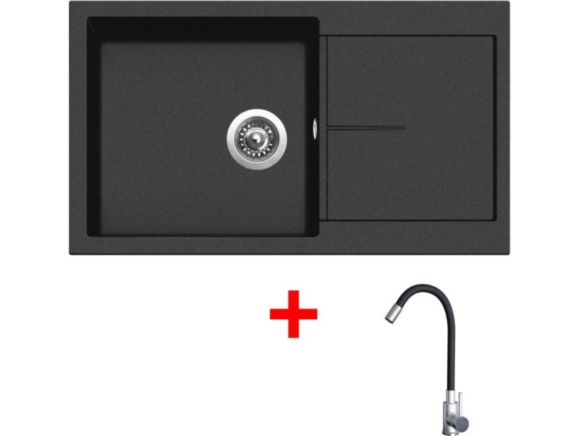 Set Sinks Infinity 860 Metalblack + Elasta nerez/černá