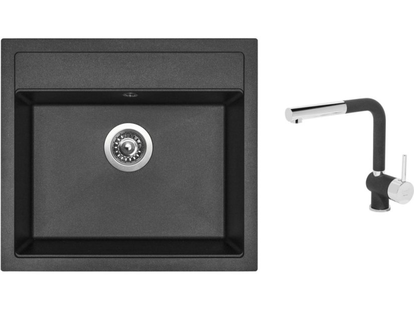 Set Sinks SOLO 560 Metalblack + baterie Sinks MIX 3 P Metalblack