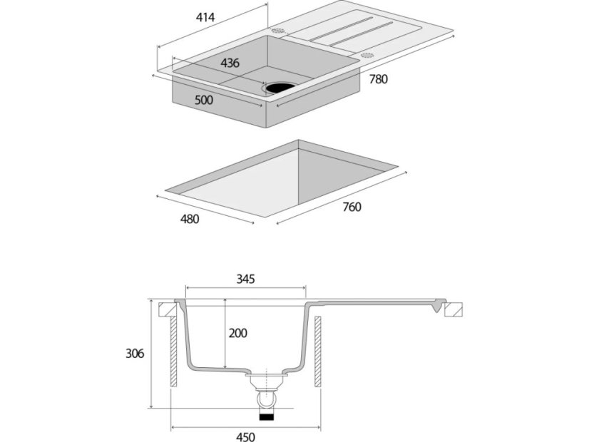 Granitový dřez Concept DG10C45be Cubis Béžový