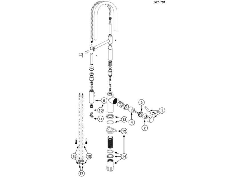 Dřezová baterie Blanco Blanco Catris-S Flexo PVD Steel