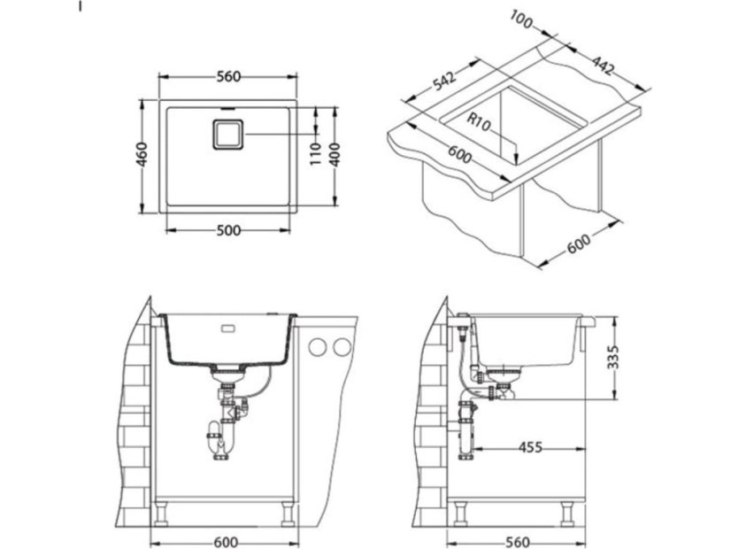Granitový drez Alveus Quadrix 50 čierná matná
