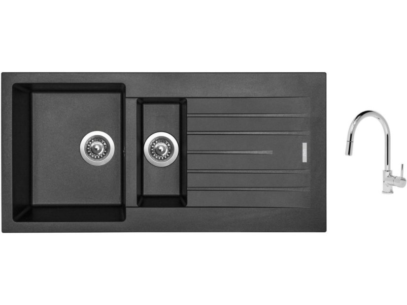 Set Sinks PERFECTO 1000.1 Metalblack + batéria Sinks MIX 35 P chróm