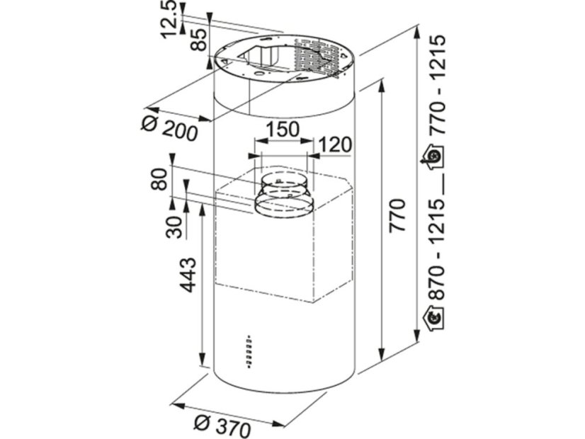 Ostrůvková digestoř Franke FTU PLUS 3707 I BK Matná černá