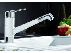 Dřezová baterie Blanco NOTIS HD Silgranit-look dvoubarevná bílá/chrom