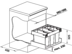 Odpadkový koš Blanco Flexon II LOW 60/4 nákres