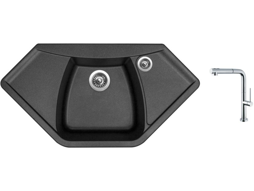 Set Sinks NAIKY 980 Metalblack + baterie Sinks SLIM S2 kartáčovaná