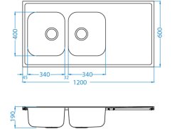 Alveus CLASSIC PRO 100 SAT + sifon 1200x600x190 mm F Alveus CLASSIC PRO 100 SAT + sifon 1200x600x190 mm F