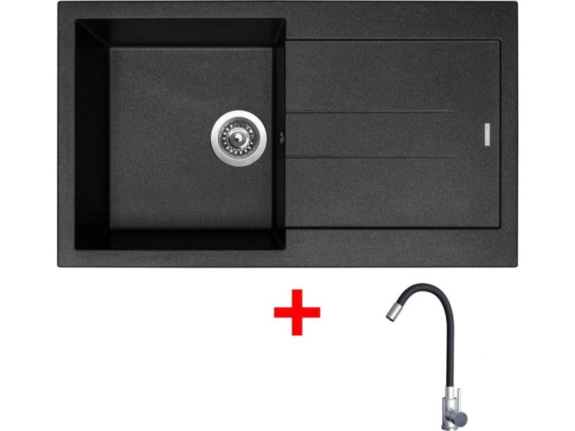 Set Sinks Amanda 860 Metalblack + Elasta nerez/černá