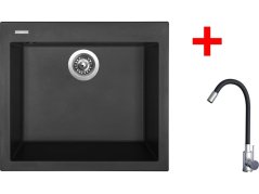 Set Sinks Cube 560 Pureblack + Elasta nerez/černá