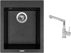 Set Sinks CUBE 410 Granblack + batéria Sinks MIX 350 P chróm