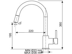 Set Sinks LINEA 600 N Granblack + baterie Sinks MIX 35 P chrom