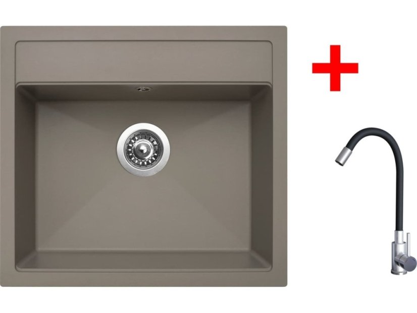 Set Sinks Solo 560 Truffle + Elasta nerez/čierná