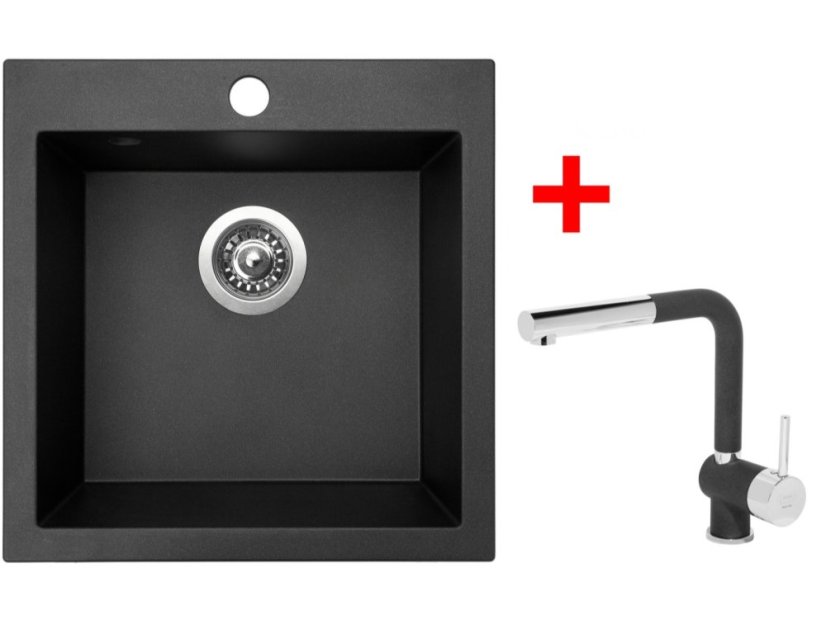 Set Sinks Viva 455 Metalblack + Mix 3 P GR