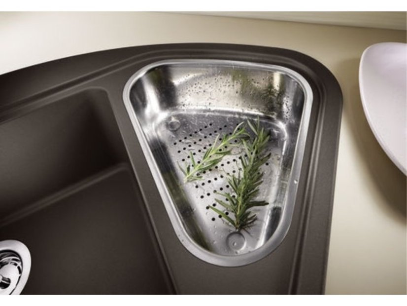 Granitový drez Blanco DELTA II InFino sivá skala s excentrom