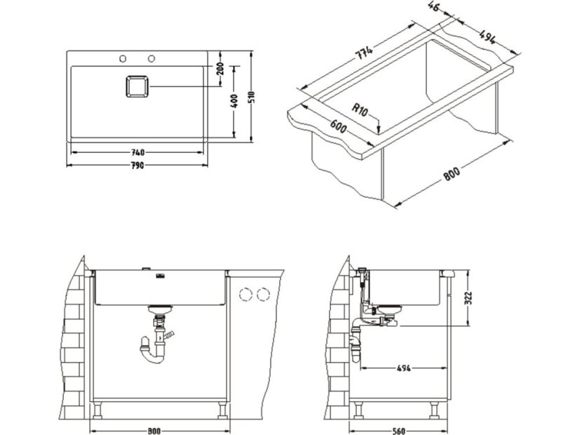 Nerezový dřez ALveus Stylux 40