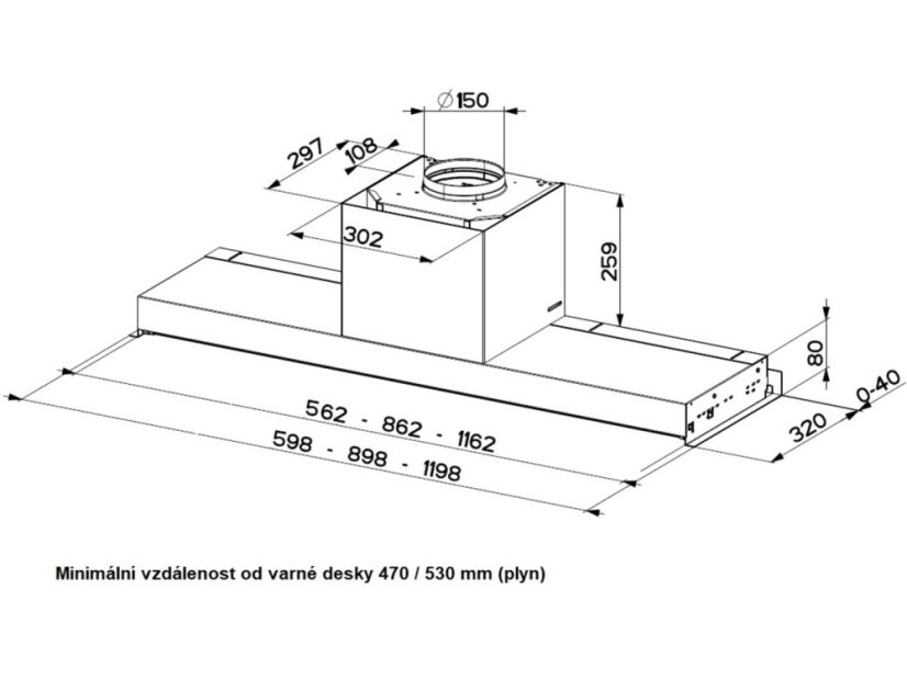 Digestoř Faber IN-NOVA PREMIUM BK MATT A120 nákres