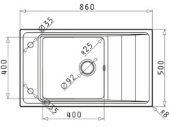 Nerezový drez Pyramis Štúdio 86x50 1B 1D