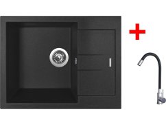 Sinks AMANDA 650 Metalblack + Elasta nerez/černá