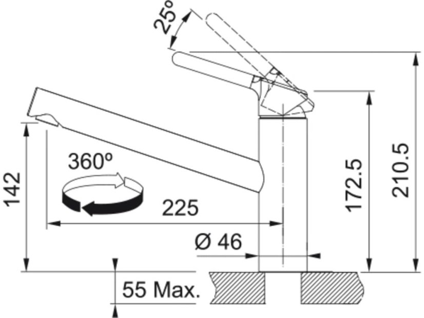 Drezová batéria Franke FC 3054.085 Orbit Pieskový melír