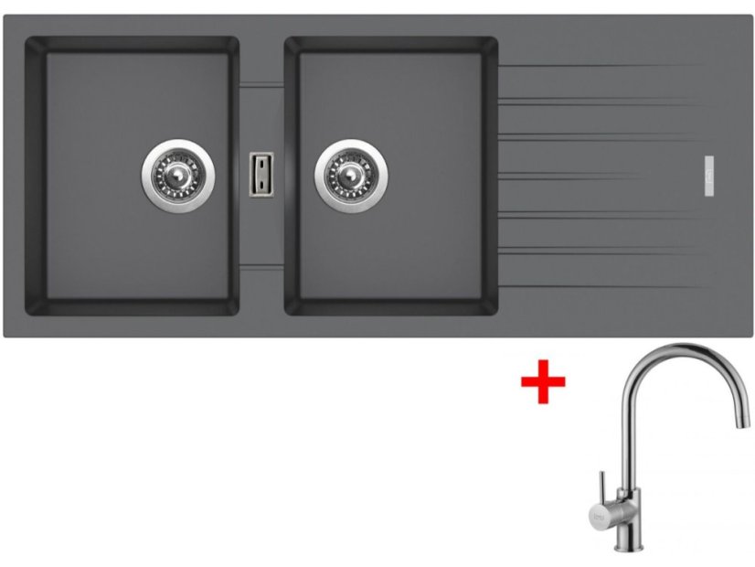 Set Sinks Perfecto 1160 Duo Titanium + Vitalia