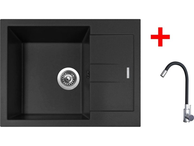 Sinks AMANDA 650 Pureblack + Elasta nerez/černá