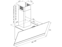 Komínová digestoř Airforce Alpha 80 BK nákres