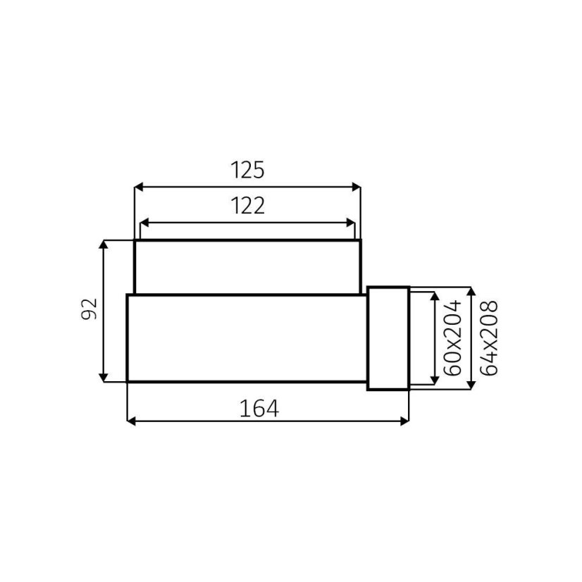 Přechod.koleno 125/204x60