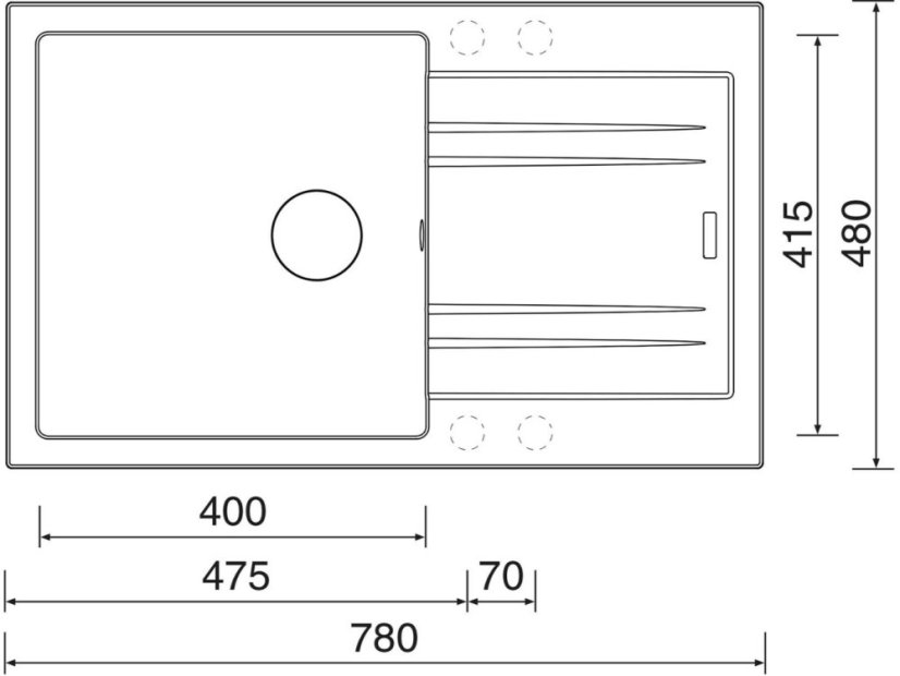 Sinks LINEA 780 XC Titanium + Vitalia GR