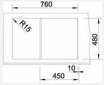 Granitový drez Blanco ZIA 45 S sivá vulkán s excentrom