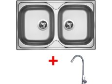 Sinks CLASSIC 800 DUO + ELASTA nerez/sivá