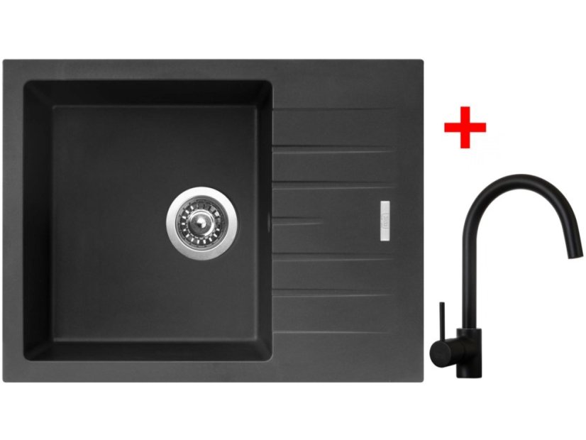 Sinks PERFECTO 650 Pureblack + Vitalia čierná matná