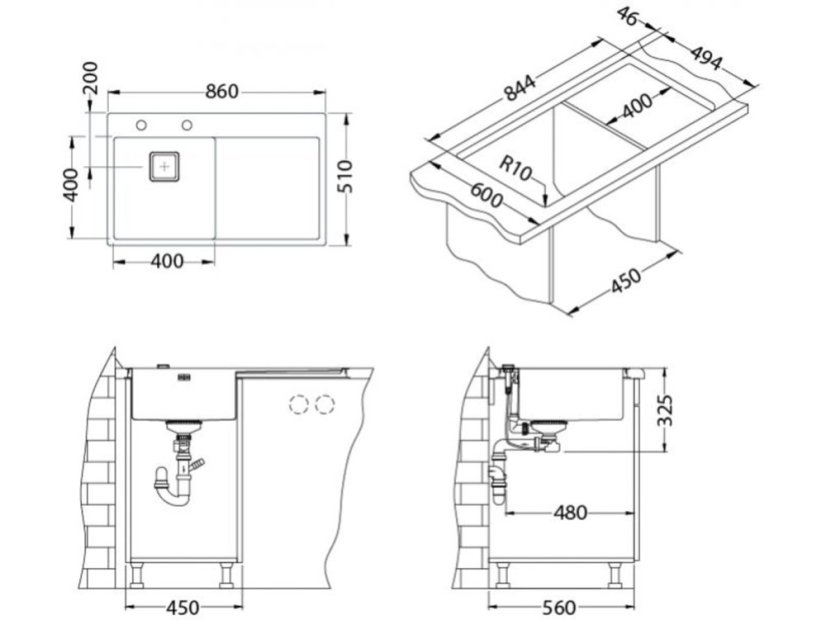 Nerezový drez ALveus Stylux 50 pravý