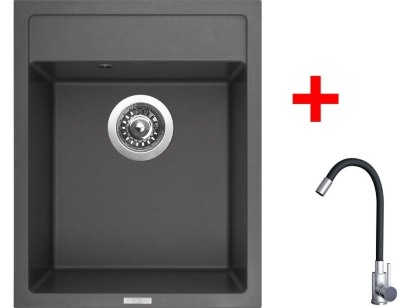 Sinks CLASSIC 400 Titanium + Elasta nerez/čierná