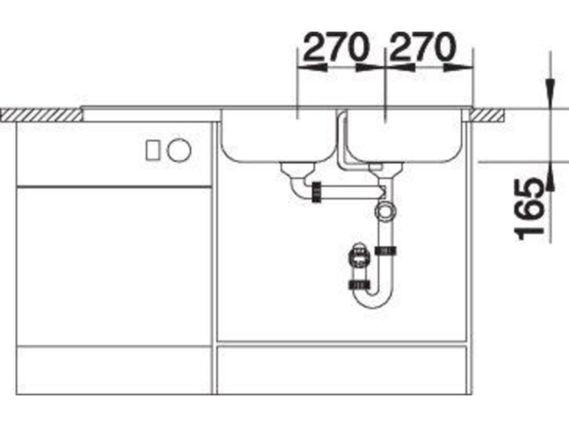Nerezový dřez Blanco TIPO 8 S Nerez nákres2